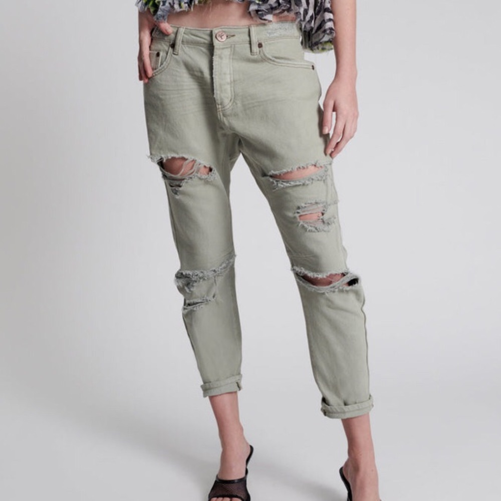 One Teaspoon FADED KHAKI MESSED UP SAINTS BOYFRIEND JEAN size 26 - Picture 2 of 7